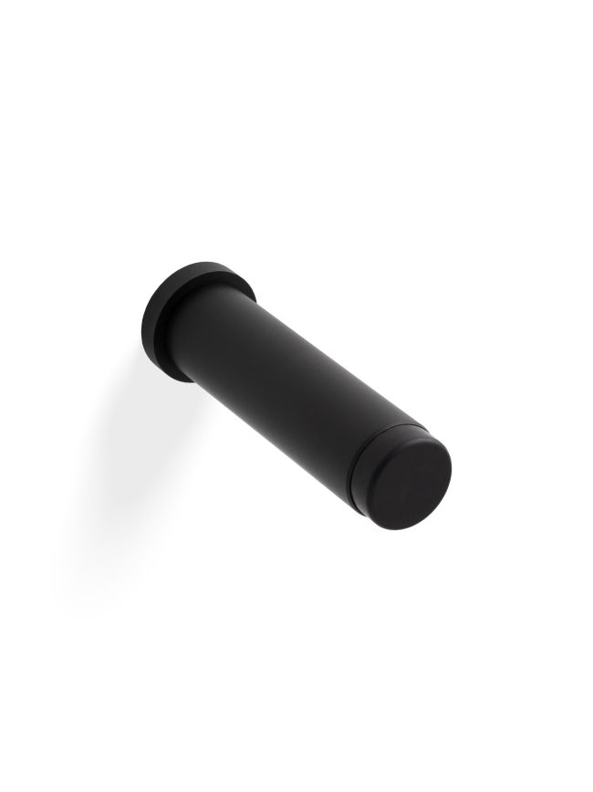 Valli 76 x 20mm - Wall Mounted Plain Doorstop on Rose - Concealed Fix - Matt Black PVD