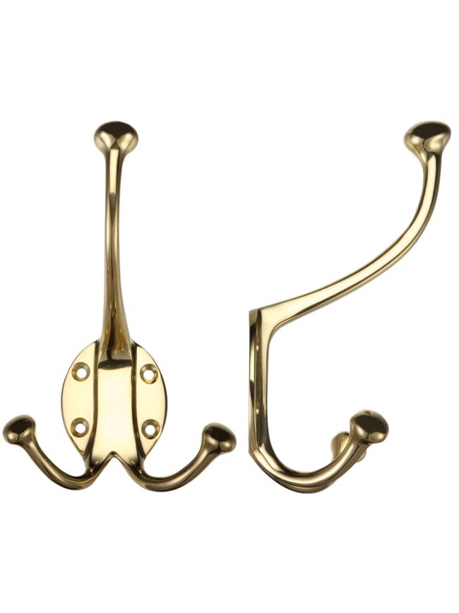 Zoo Hardware Double Hat and Coat Hook - Brass