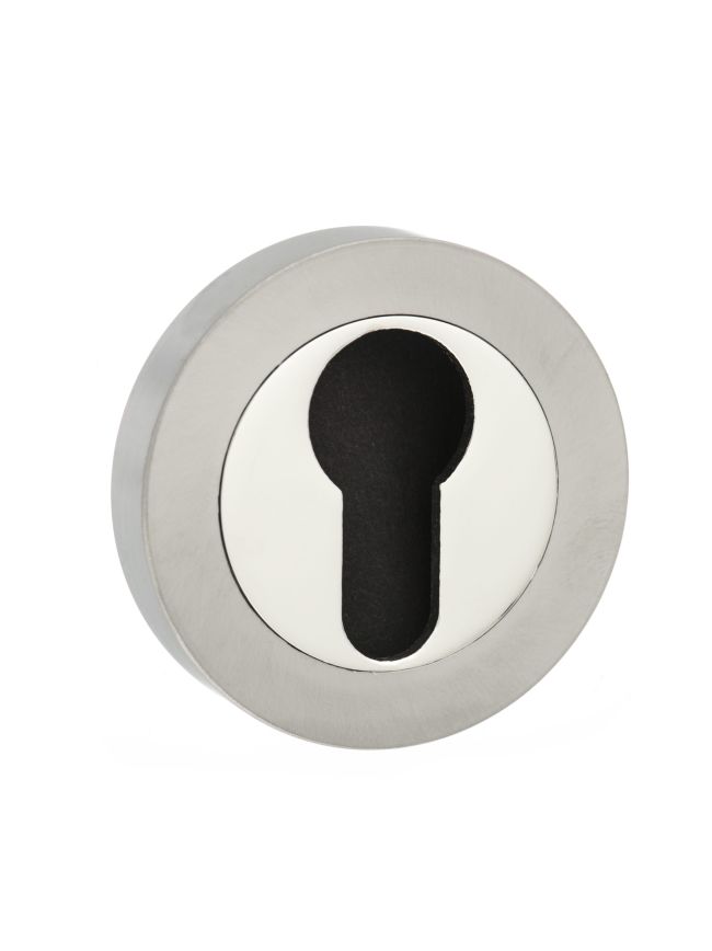Senza Pari Euro Escutcheons on Round Rose - Satin Nickel/Nickel Plate (Pair)