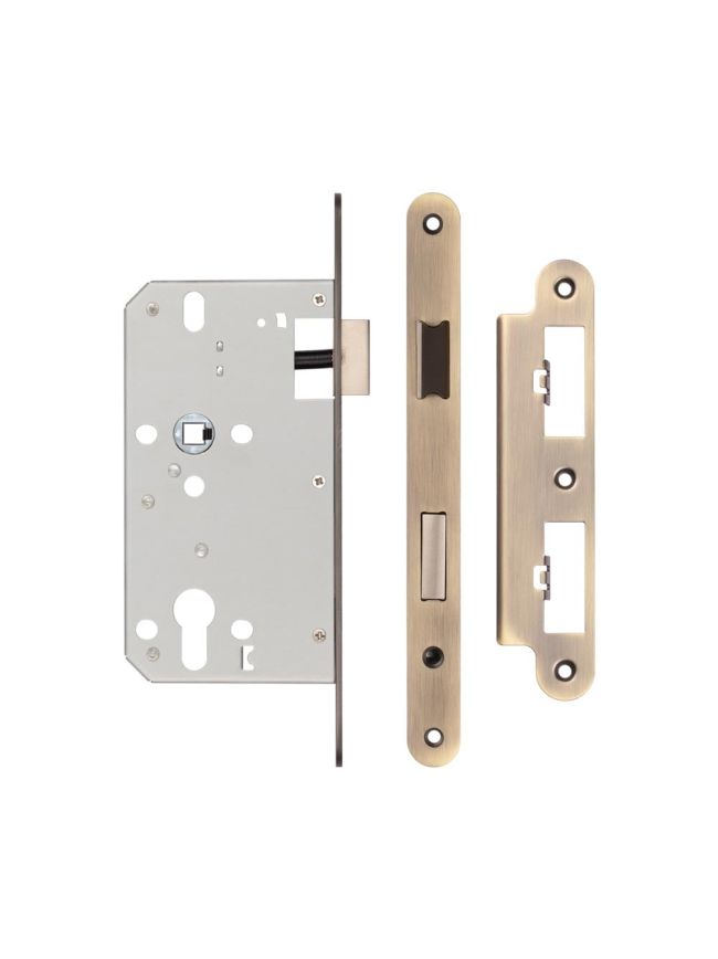 72mm Antique Brass Din Euro Sashlock Radiused 60mm Backset - By Frelan Hardware - JL-DS60RAB
