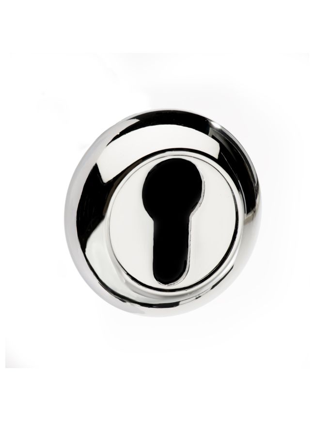 Mediterranean Euro Escutcheons on Round "C" Rose - Polished Chrome (Pair)