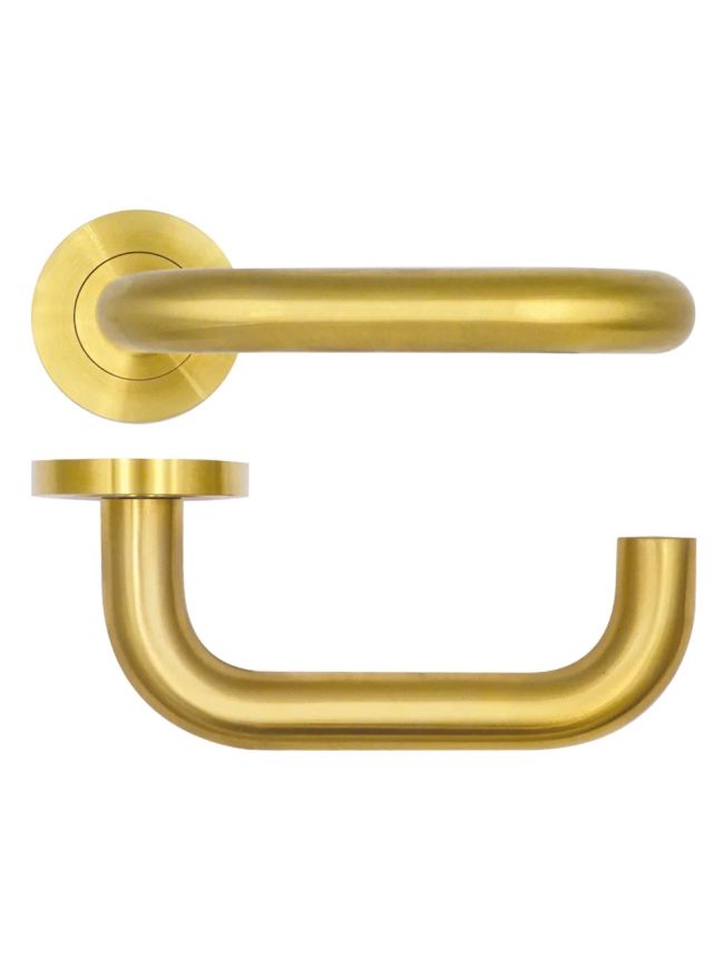 Zoo Hardware Maggiore Lever on Round Rose - PVD Satin Brass