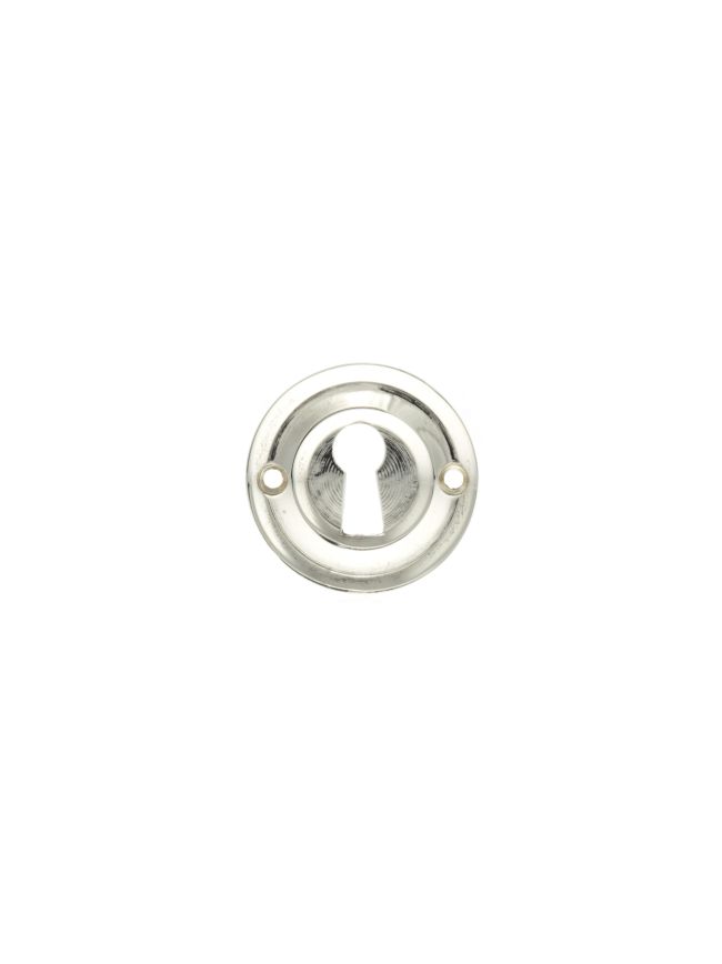 Old English Solid Brass Open Key Hole Escutcheons - Polished Nickel (Pair)
