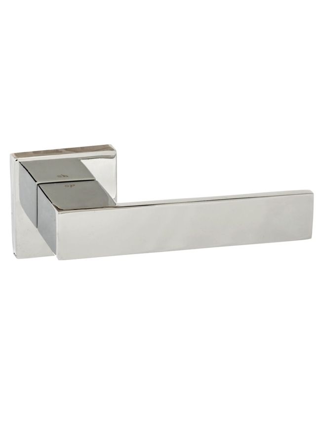 Senza Pari Panetti Lever Door Handle on Flush Square Rose - Polished Chrome (Pair)