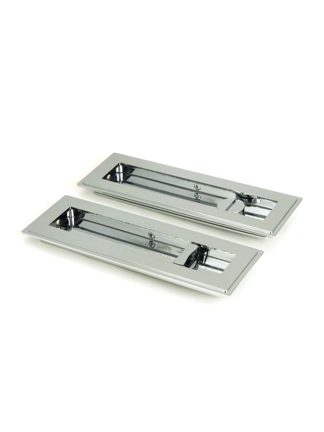 Polished Chrome 175mm Art Deco Rectangular Pull -Privacy Set