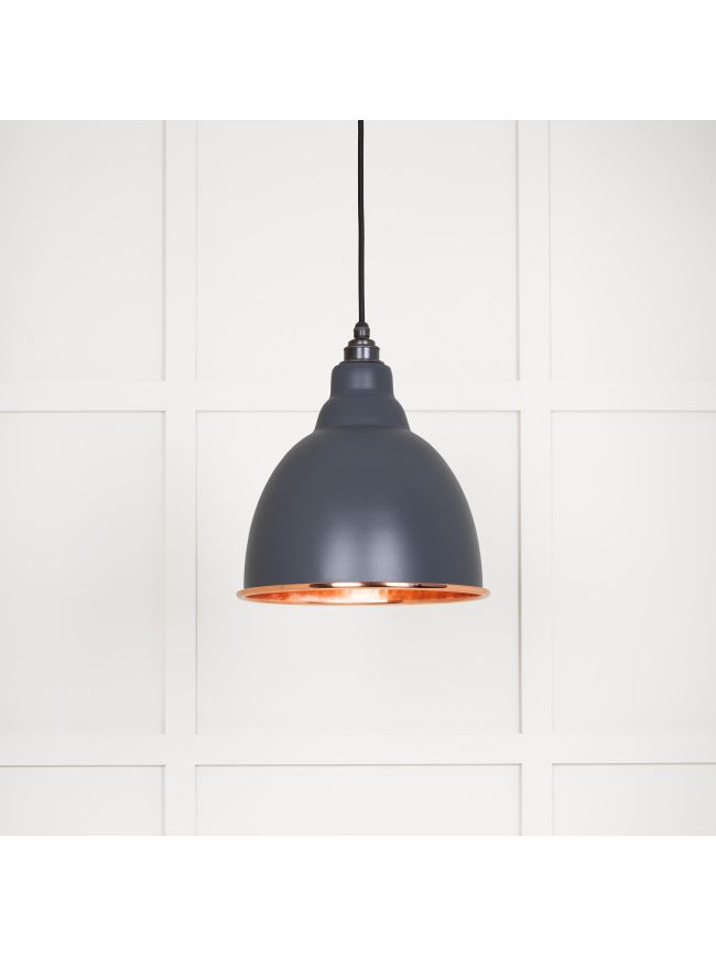Hammered Copper Brindley Pendant in Slate