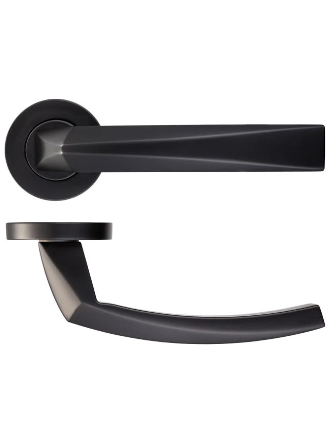Zoo Hardware Hydra lever on round rose - Powder Coat Black