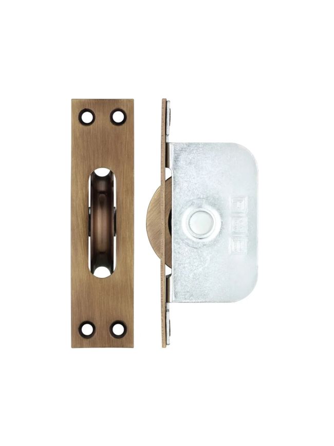 Zoo Hardware Brass Ball Bearing Pulleys - 2 1/4" Square Forend - Bronze