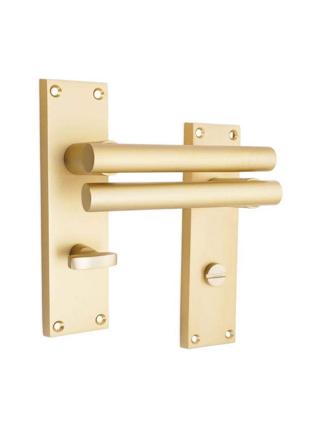 Jura Lever on Backplate Bathroom Satin Brass