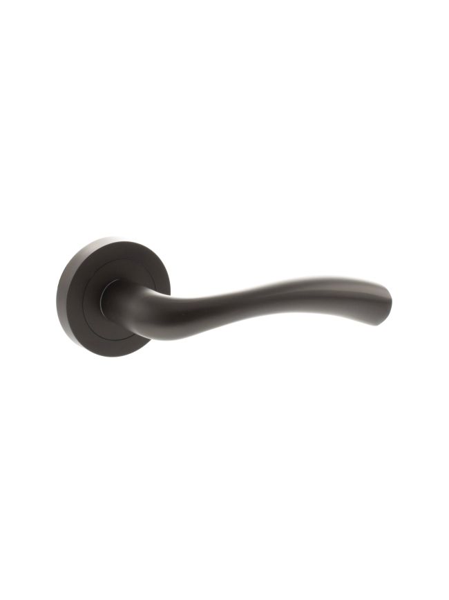 STATUS Texas Lever Door Handle on Round Rose - Urban Dark Bronze (Pair)