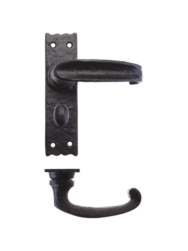 Zoo Hardware Traditional Slimline Thumb Lever on Bathroom Backplate - - Black