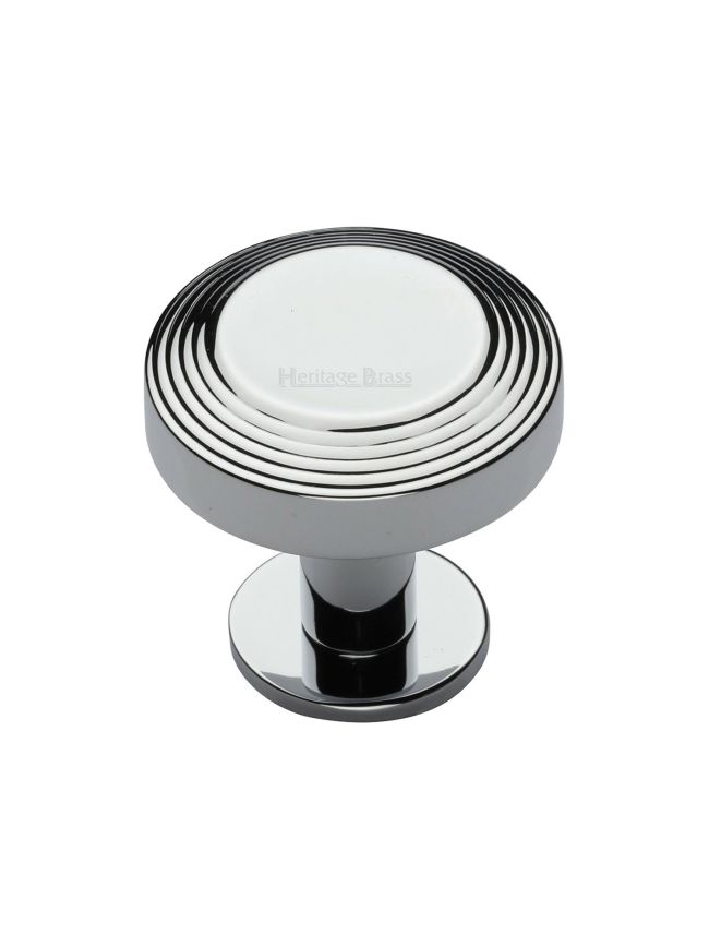Heritage Brass Cabinet Knob Ridge Design with Rose 32mm Polished Chrome finishUK Registered Design Number 6194410