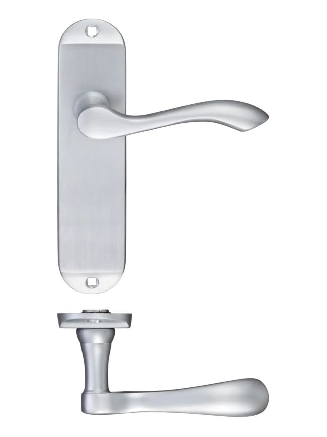 Zoo Hardware Project Arundel lever on latch backplate - 175mm x 42mm - Satin Chrome