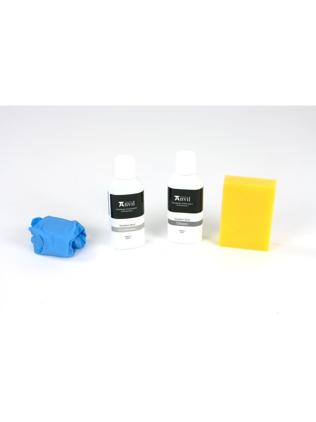 Stainless Steel Cleaner Kit (conditioner-100ml, shampoo-100ml, sponge & gloves)