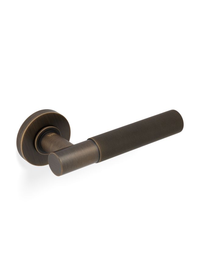 Valli Antonio Citterio Lever on Round Rosette (Zigrinato) - Antique Brass