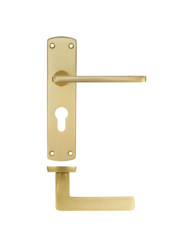 Zoo Hardware Leon lever on euro backplate - Satin Brass
