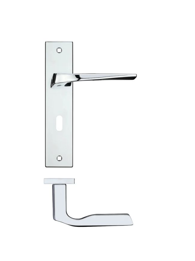 Zoo Hardware Lyra lever on lock backplate - Polished Chrome