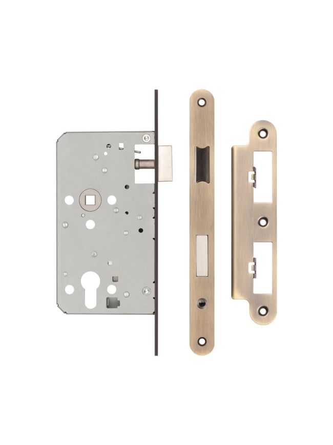 72mm Antique Brass Din Euro Escape lock Radiused 60mm Backset - By Frelan Hardware - JL-DE60RAB