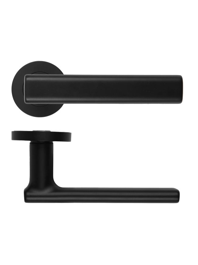 Zoo Hardware Frigo Lever On Round Rose - Oscuro Matt Black