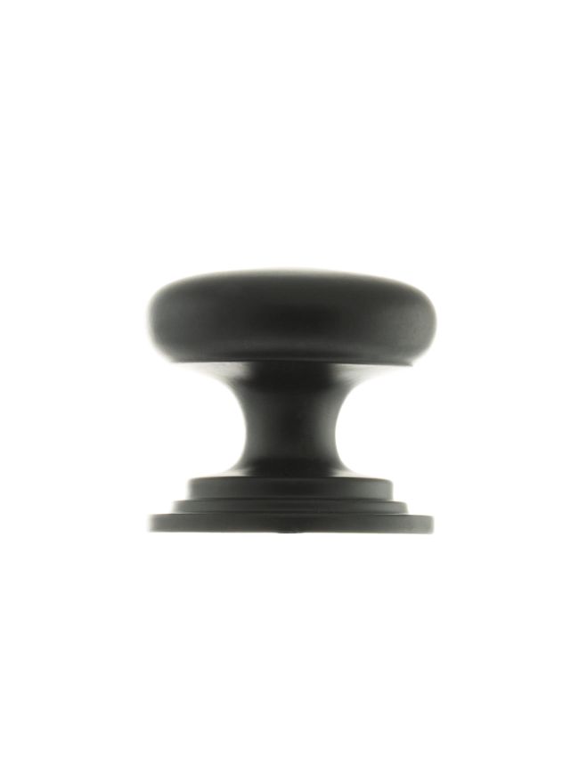 Old English Lincoln Solid Brass Victorian Knob 38mm on Concealed Fix - Matt Black