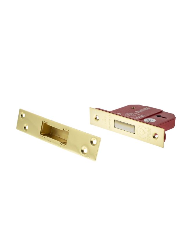 5 Lever BS3621 Dead Lock - 63mm  Electro Brass