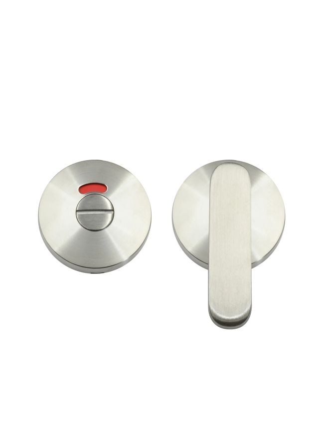 Zoo Hardware Accessible Peanut Turn and Release with Indicator complete with Escutcheons - Grade 304 - Stainless Steel