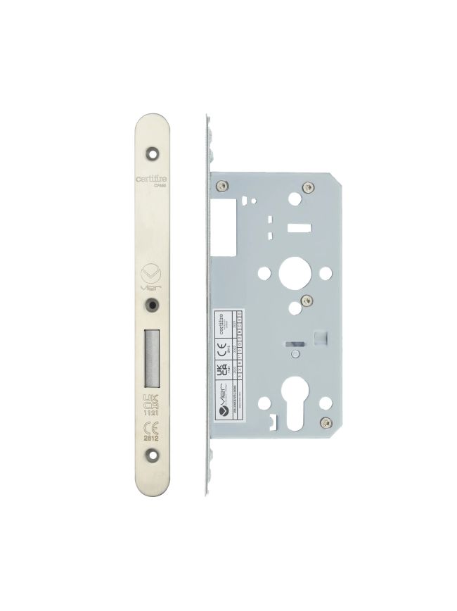 Zoo Hardware 2 Piece - DIN euro deadlock - backset 55mm - radius - Stainless Steel