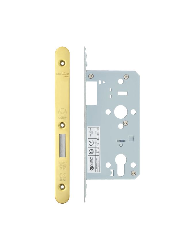 Zoo Hardware 2 Piece - DIN euro deadlock - backset 55mm - radius - Gold