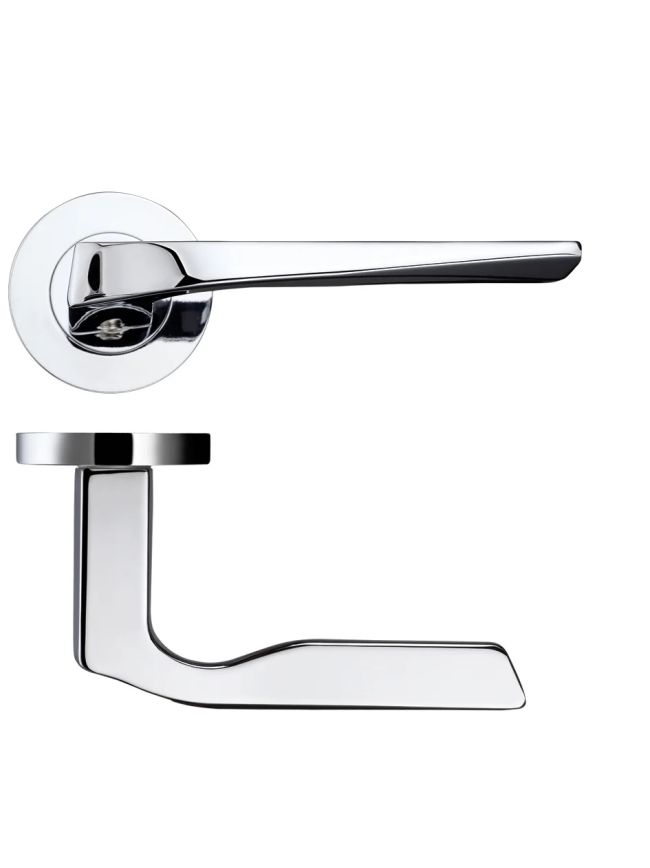 Zoo Hardware Lyra lever on round rose - Polished Chrome