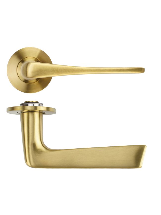 Zoo Hardware Como Lever on 4mm Round Slim Sprung Rose - PVD Satin Brass