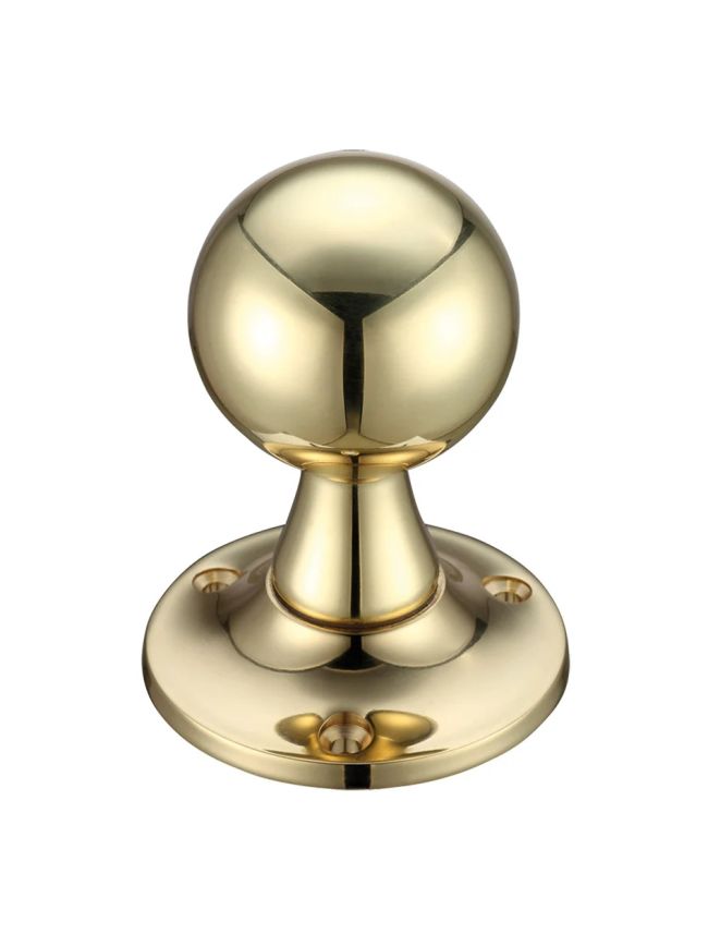 Zoo Hardware Ball Mortice Knob Furniture 60mm Rose dia. - Polished Brass