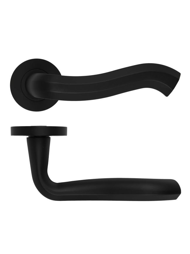 Zoo Hardware Rococo Lever On Round Rose - Oscuro Matt Black