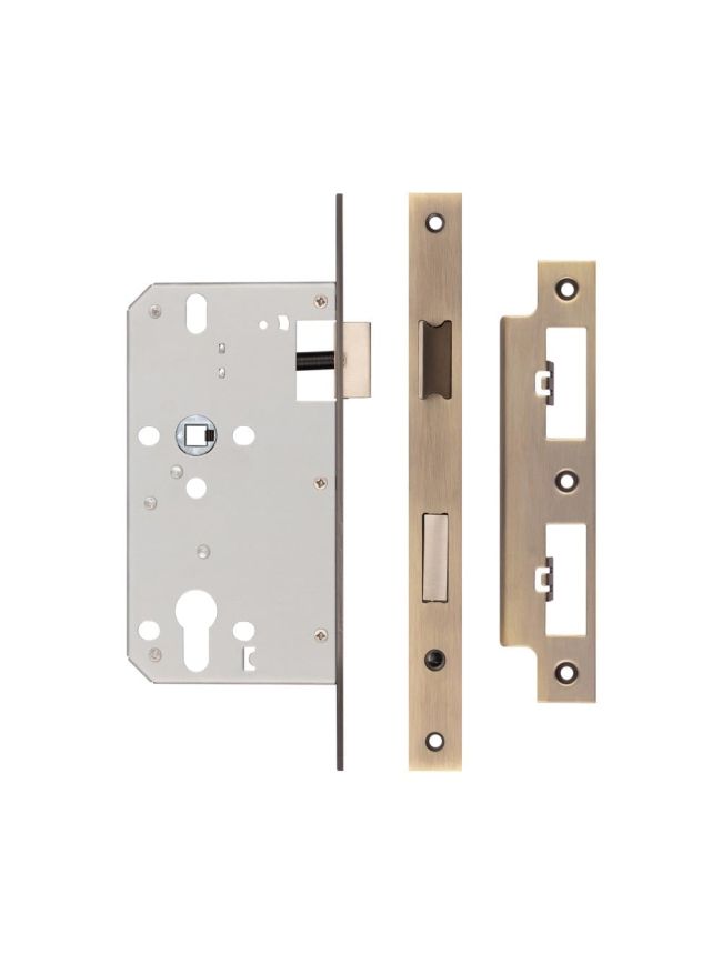72mm Antique Brass Din Euro Sashlock 60mm Backset - By Frelan Hardware - JL-DS60AB
