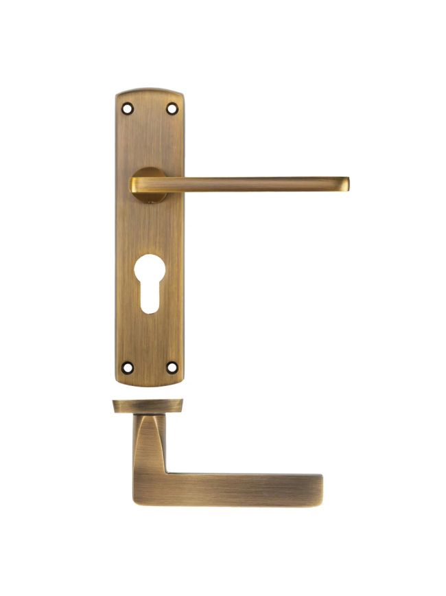 Zoo Hardware Leon lever on euro backplate - Antique Brass