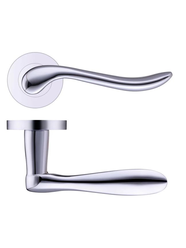 Zoo Hardware Lincoln lever on round rose - Polished Chrome