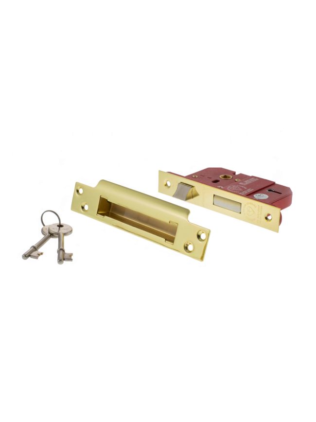 Atlantic 5 Lever Key Sashlock [BS] 2.5" - Polished Brass