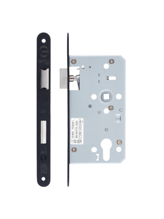 Zoo Hardware Din escape lock - 72mm c/c - backset 60mm - radius - Black