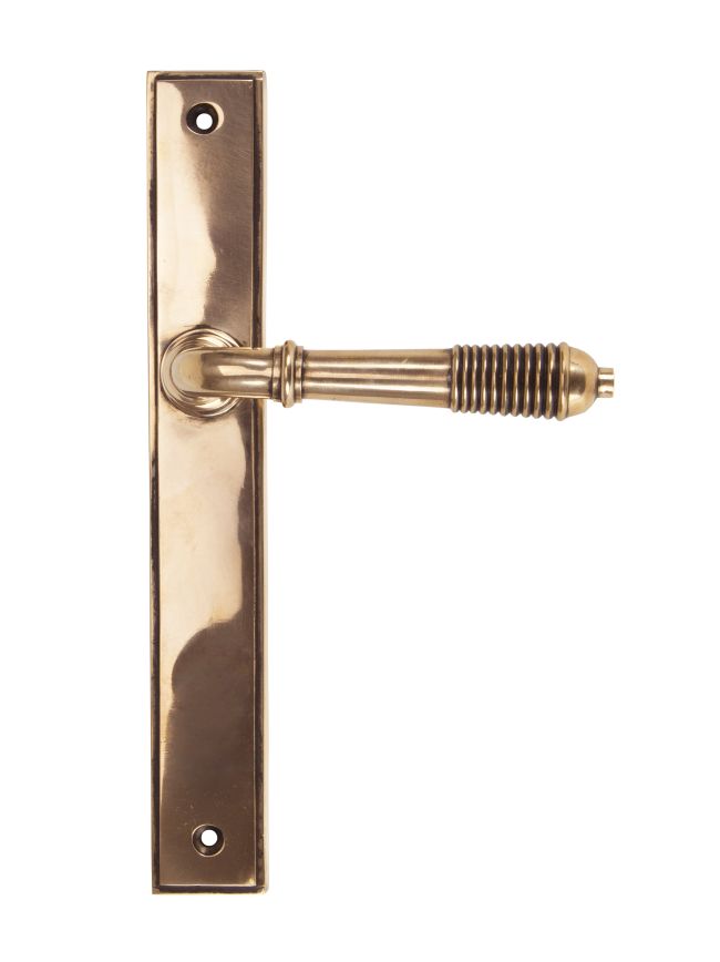 Polished Bronze Reeded Slimline Lever Latch Set