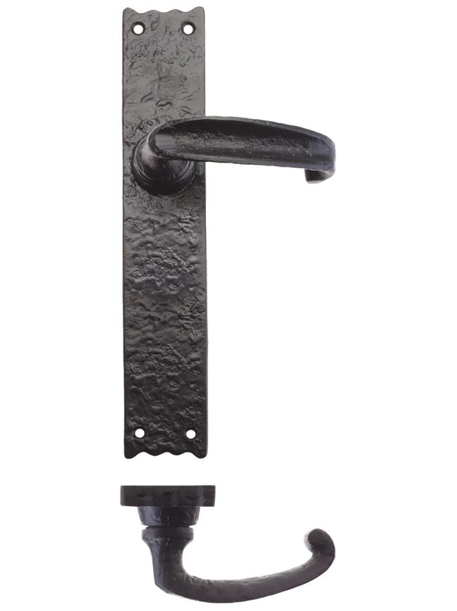 Zoo Hardware Traditional Lever on Latch Long Backplate - 10" - Black