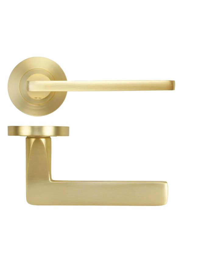Zoo Hardware Leon lever on rose - Satin Brass