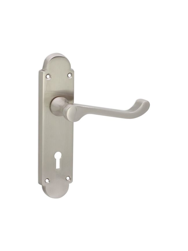 Oakley Lever on Backplate Lock Satin Nickel