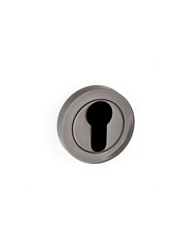 STATUS Euro Escutcheons on Round Rose - Black Nickel (Pair)