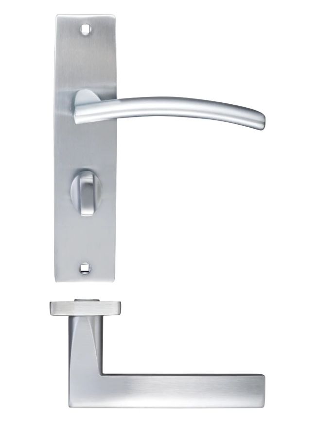 Zoo Hardware Amalfi lever on bathroom backplate - Satin Chrome