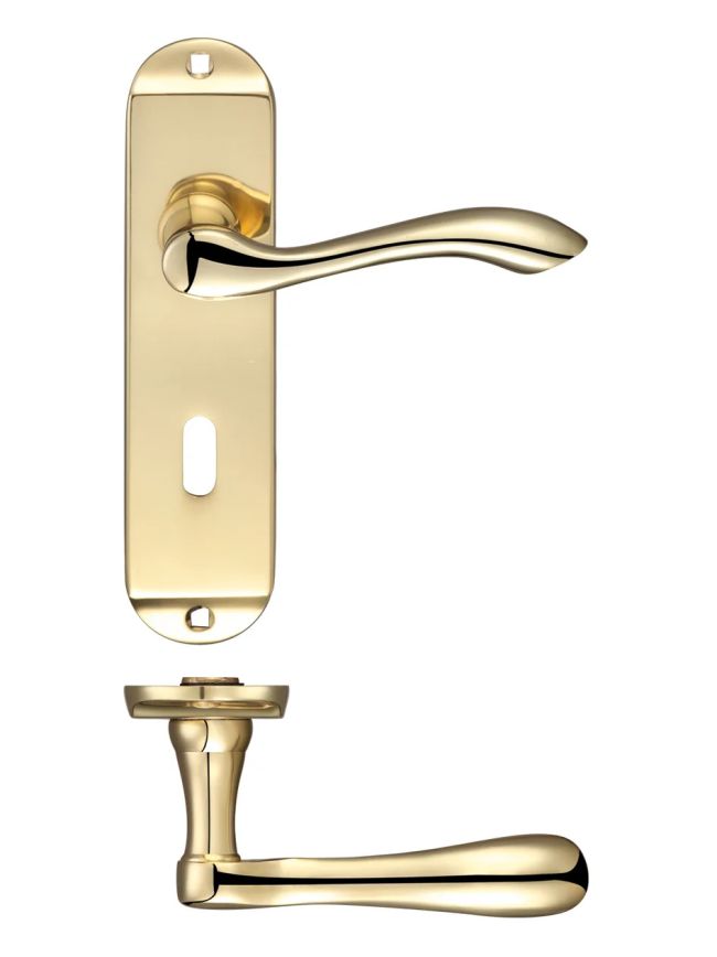 Zoo Hardware Arundel Lever Lock (57mm c/c) Furniture - Short Plate 175 x 42mm - Brass