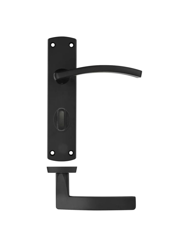 Zoo Hardware Toledo lever on bathroom backplate - Matt Black