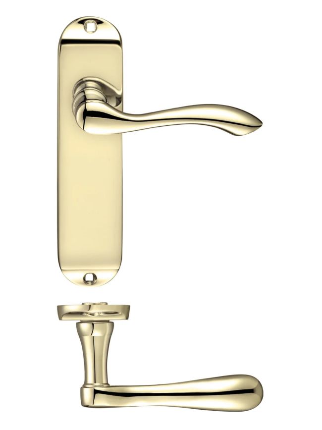 Zoo Hardware Project Arundel lever on latch backplate - 175mm x 42mm - Electro Brass