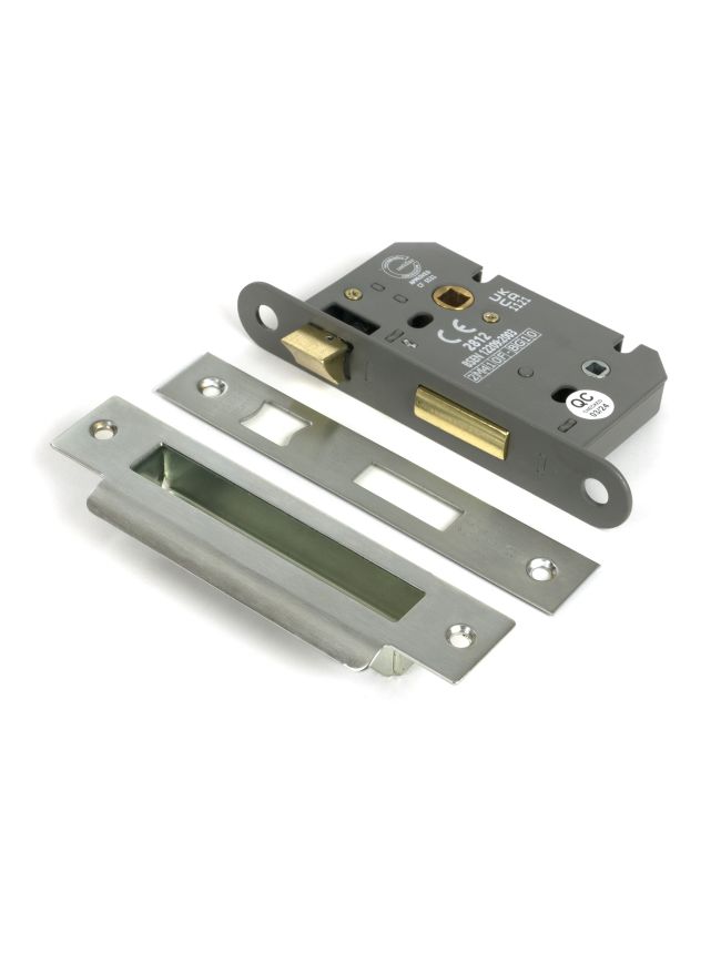 Satin SS 2½" Heavy Duty Bathroom Mortice Lock