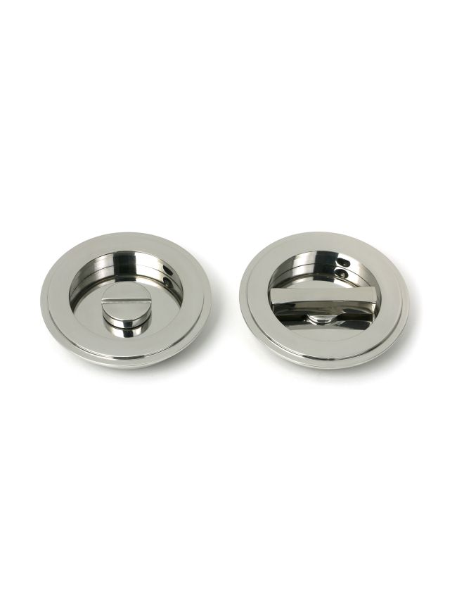 Polished Marine SS (316) 75mm Art Deco Round Pull - Privacy Set