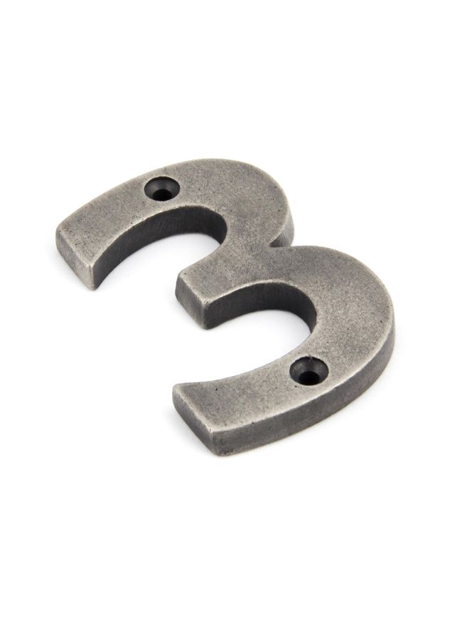 Antique Pewter Numeral 3