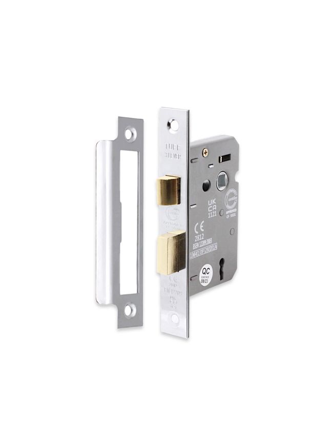2.5" CE 3 Lever Mortice Sash Lock FD60 - Nickel Plated